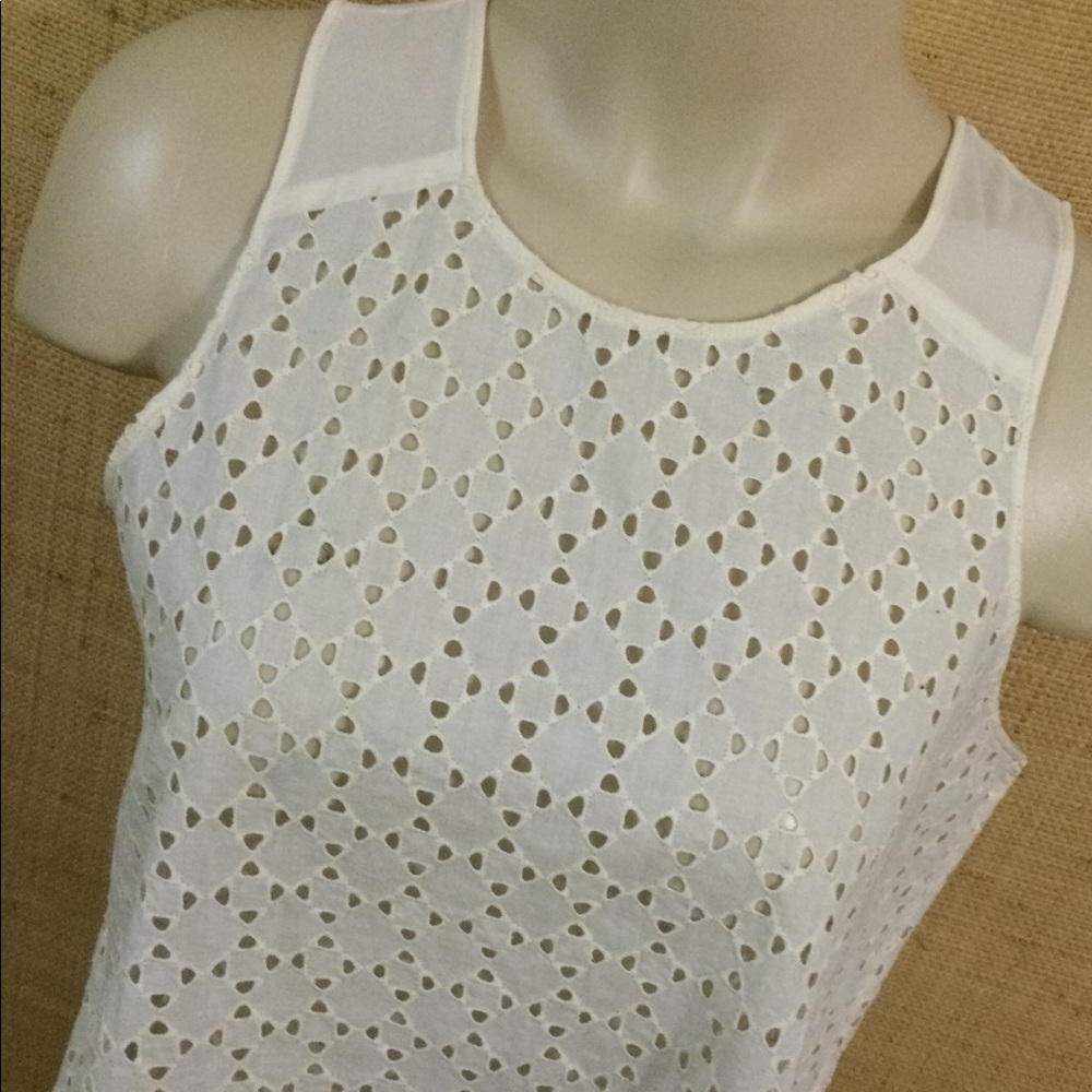 Anne Taylor LOFT szS Eyelet & Chiffon Trapeze Tank